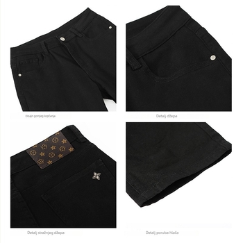 Jesenje crne muške traperice, visok pojas, elastični denim, ravni kroj, opuštena silueta, plus veličina, američki stil