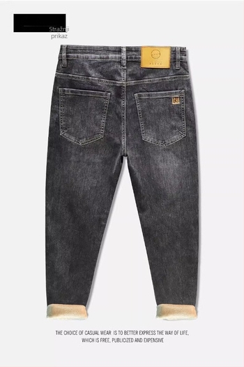 Traperice od pamuka denim, ravni kroj, srednji pojas, zip zatvarač, duljina devet bodova, proljetno svakodnevno nošenje