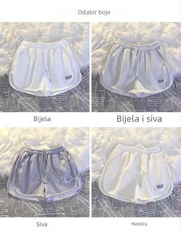 Minnie ženske pamučne šorcevi, lagane, visokog struka, širokih nogavica, udobne, moderne