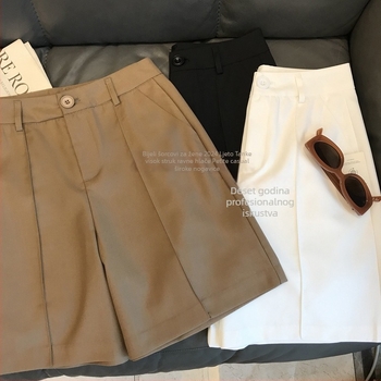 Ženske hlače sa srednjom struku i ravnim krojem, Spandex-poliestr mješavina, mikro-elastičnost, Hang-dye završna obrada