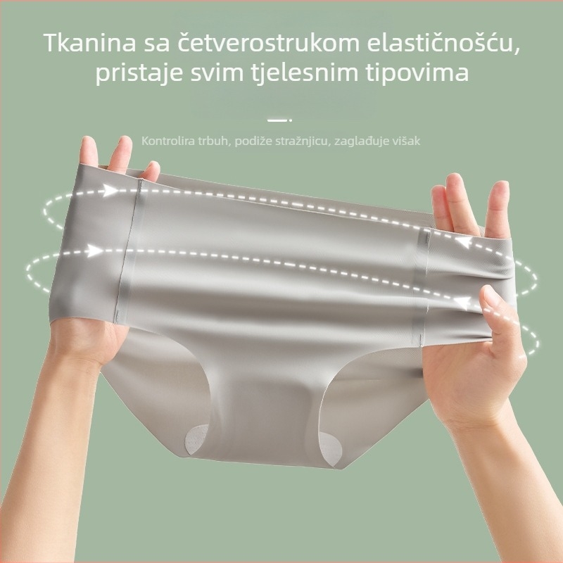 Žensko bešivno donje rublje od ice-silk, srednji porast struka, 3D podizanje bokova, pamukasta podstava, trokutaste gaćice