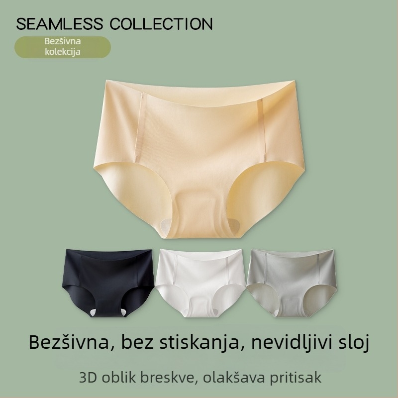 Žensko bešivno donje rublje od ice-silk, srednji porast struka, 3D podizanje bokova, pamukasta podstava, trokutaste gaćice