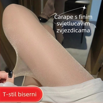 Ultra-tanke žene hulahopke s perla sjajem i uzorkom zvijezda, prozirne, prozračne, s ojačanim prstom