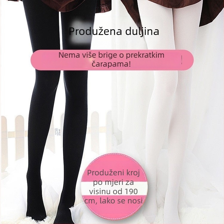 Bijele velur pantyhose u plus veličini za visoke žene, pogodne za plesnu vježbu u proljeće i jesen.