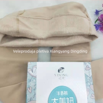 Far East 8505 Jesen/Zima 5XL flis velur pantyhose za žene s nogama, jednobojne, najlon