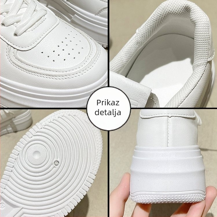 Ženske kožne tenisice s debelim potplatom, gumom, vezivanje šnjorama, povećanje visine, protuklizne