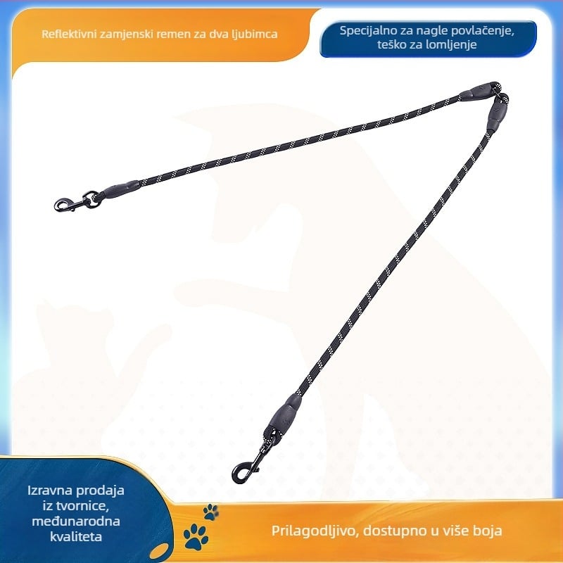 Dvostruki povodac za pse s odvojivim užetom, najlona, za manje pse