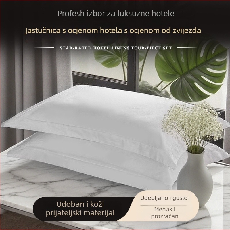 Saten hotelska posteljina, četverodijelni set s navlakom za pokrivač, plahte i jastučnice, moderan minimalistički stil, reaktivni tisak i bojanje