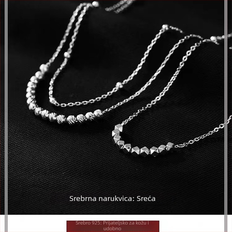 S925 sterling srebrna dvostruko rotirajuća ankleta za gležanj, geometrijski dizajn, korejski stil, 2,1 g