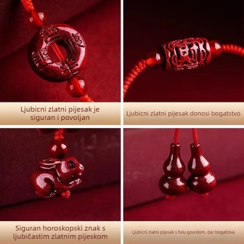 Ankleta od cinnabara, unisex, ručno pletena, motiv životinja/zodijak, pakiranje u pojedinačnom pakovanju