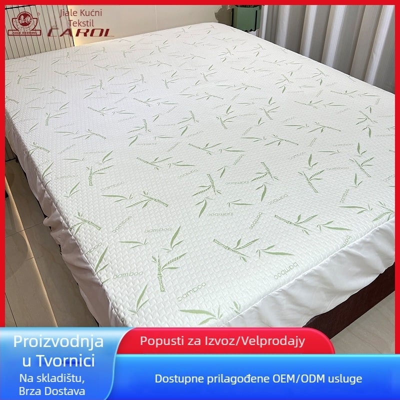 Navlaka za madrac s gumicom od bambusovih vlakana, vodootporna, nježna prema koži, biljni uzorak, strojno pranje