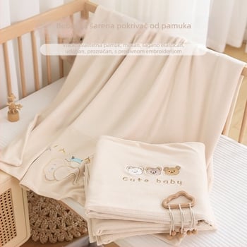 Navlaka za deku za novorođenče, 100% pamuk, izvezeni karikaturni uzorak, brusirana tkanina, jedan komad