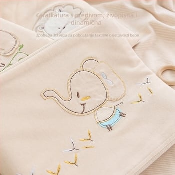 Navlaka za deku za novorođenče, 100% pamuk, izvezeni karikaturni uzorak, brusirana tkanina, jedan komad
