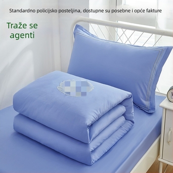 Trodjelni set posteljine od poliester-bavčane satena, s reaktivnim tiskom i bojom, jednobojni uzorak, studentski dom