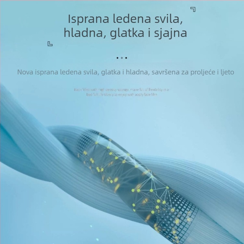 Jednobojni Ice-Silk set posteljine od četiri dijela za ljeto: navlaka za pokrivač, napinajuća plahta, ravna plahta i navlake za jastuke