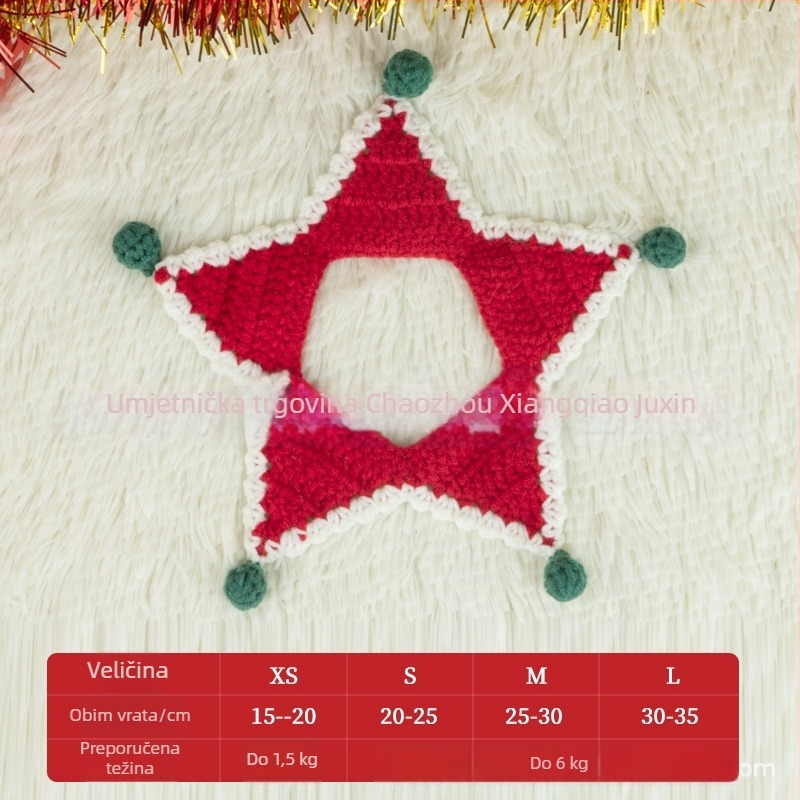 Božićni pleteni šal za kućne ljubimce - šareni blok uzorak, vuneni materijal, za mačke i pse, zima, sladak stil