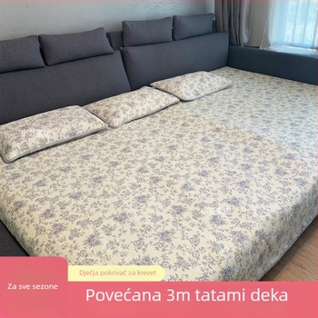 Tatami set prekrivača za krevet, tri dijela, mekani, protuklizni, od čiste pamuke, debeli materijal, prugasti twill, reaktivno bojanje