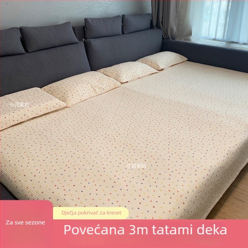Tatami set prekrivača za krevet, tri dijela, mekani, protuklizni, od čiste pamuke, debeli materijal, prugasti twill, reaktivno bojanje