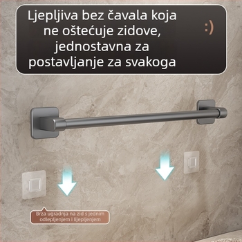 Police za papuče u kupaonici, zidna montaža bez bušenja, karbonsko čelični materijal, moderan jednostavan stil, jednoslojni dizajn