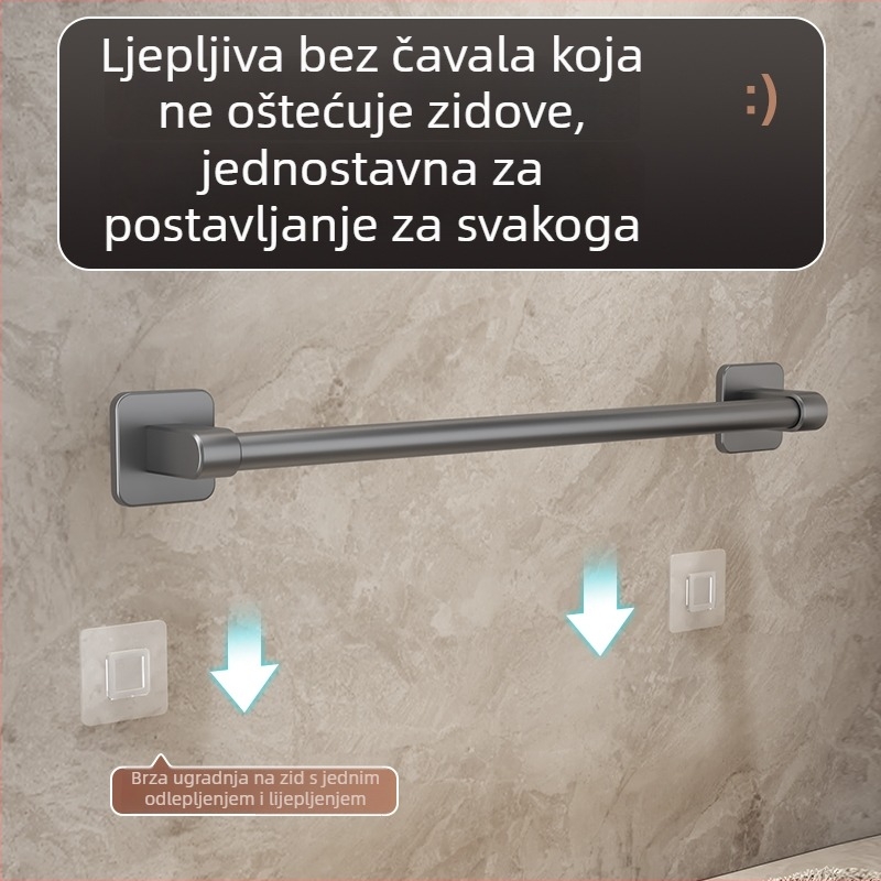Police za papuče u kupaonici, zidna montaža bez bušenja, karbonsko čelični materijal, moderan jednostavan stil, jednoslojni dizajn