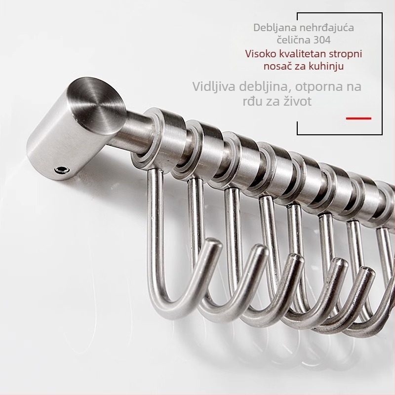 Zirconia GDPG007 Zidna kuhinjska viseća polica s pomičnim šipom od nehrđajućeg čelika 304, moderni minimalistički stil