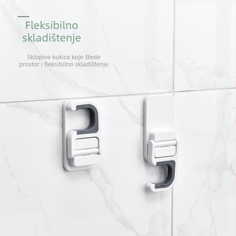 Kuka za mop na zid bez bušenja – ABS, jednoslojni kuka, moderni minimalistički stil, nosivost do 1 kg, 1 paket