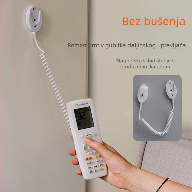 Zidni magnetski držač daljinskih upravljača za TV i klima-uređaj, s užetom protiv gubitka