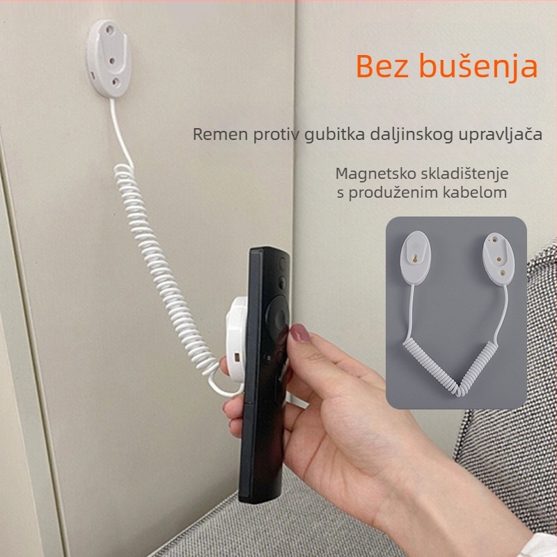Zidni magnetski držač daljinskih upravljača za TV i klima-uređaj, s užetom protiv gubitka