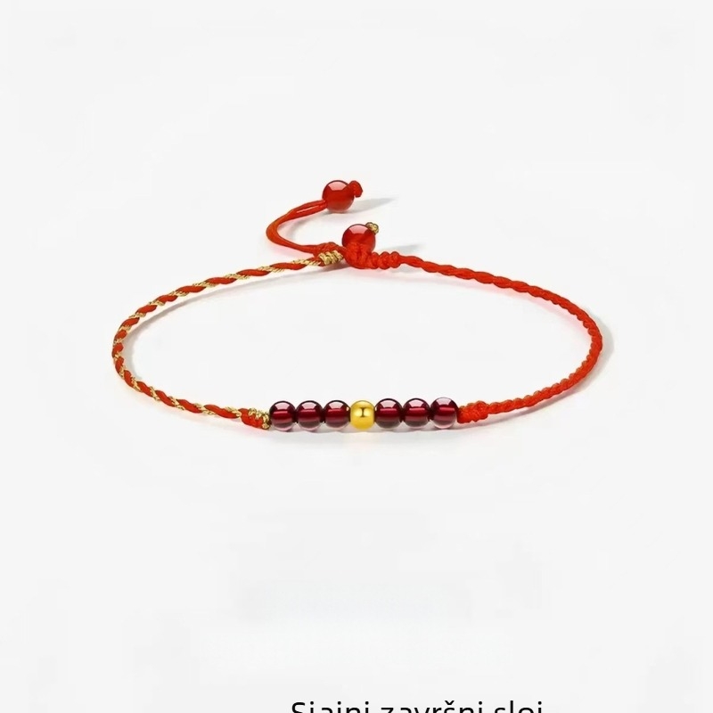 Gležanj narukvica od granata, ručno pletena šnura, oblik U, brend Falin Crystal Jewelry