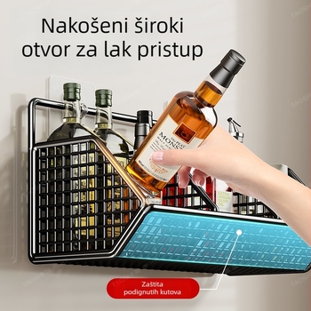 Kuhinjski zidni koš bez bušenja za skladištenje luka, đumbira, češnjaka i začina – višenamjenski zidni organizator