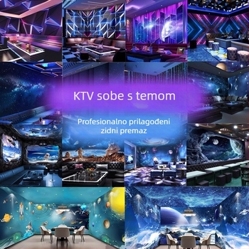 3D KTV tema soba zidno platno – tapet sa zvjezdanim nebom, otporno na mrlje, sintetičko vlakno, 3 sloja, dekor karaoke bara