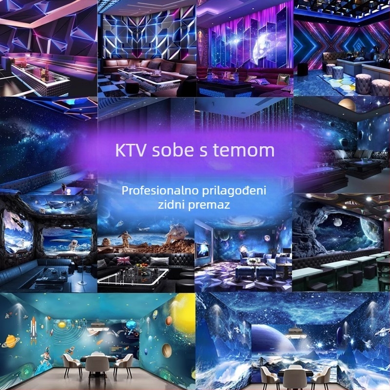 3D KTV tema soba zidno platno – tapet sa zvjezdanim nebom, otporno na mrlje, sintetičko vlakno, 3 sloja, dekor karaoke bara
