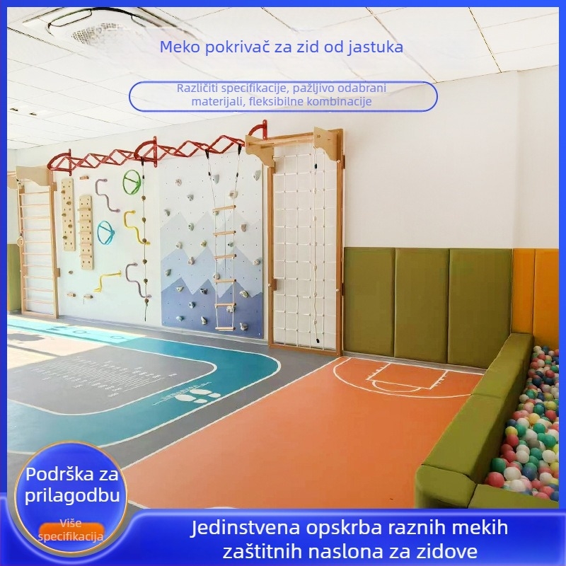 Zaštitni zidni panel za vrtić, mekani zaštitni jastučić, samoljepljiv, otporan na udarce, jednobojni uzorak, prilagodljiv