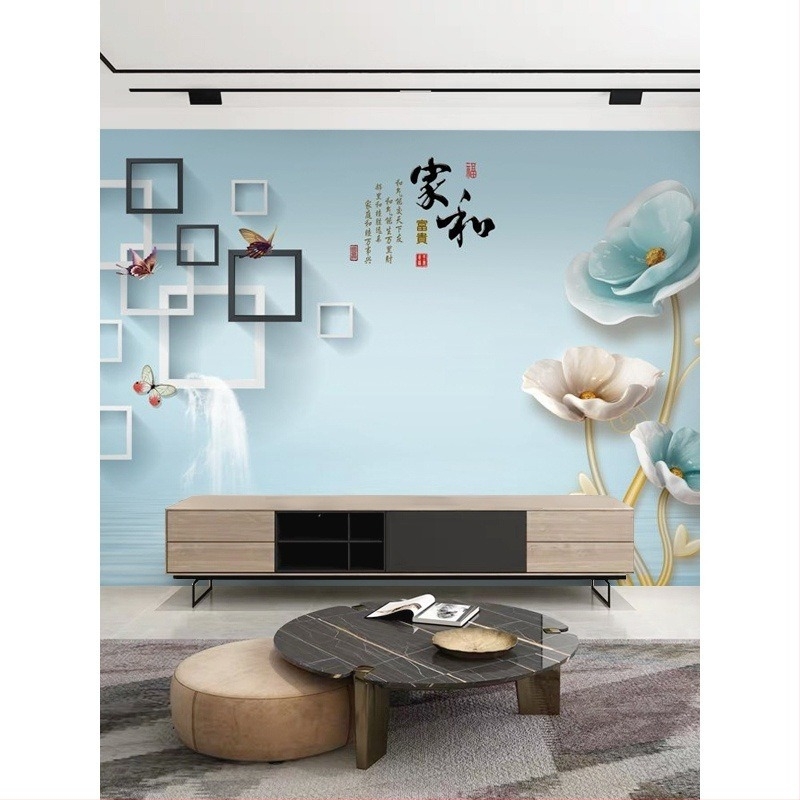 Samoljepljive 3D bezšivne tapete za dnevni boravak – moderni minimalistički stil, svilenog materijala, otporne na prljavštinu
