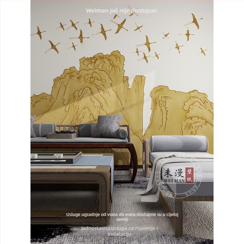 Zidni tapet - Novi kineski stil, svila materijal, otporno na zaprljanje - Orange art mural (Brend: Orange art mural; Materijal: Svila; Funkcija: Otporno na zaprljanje; Stil: Novi kineski stil)
