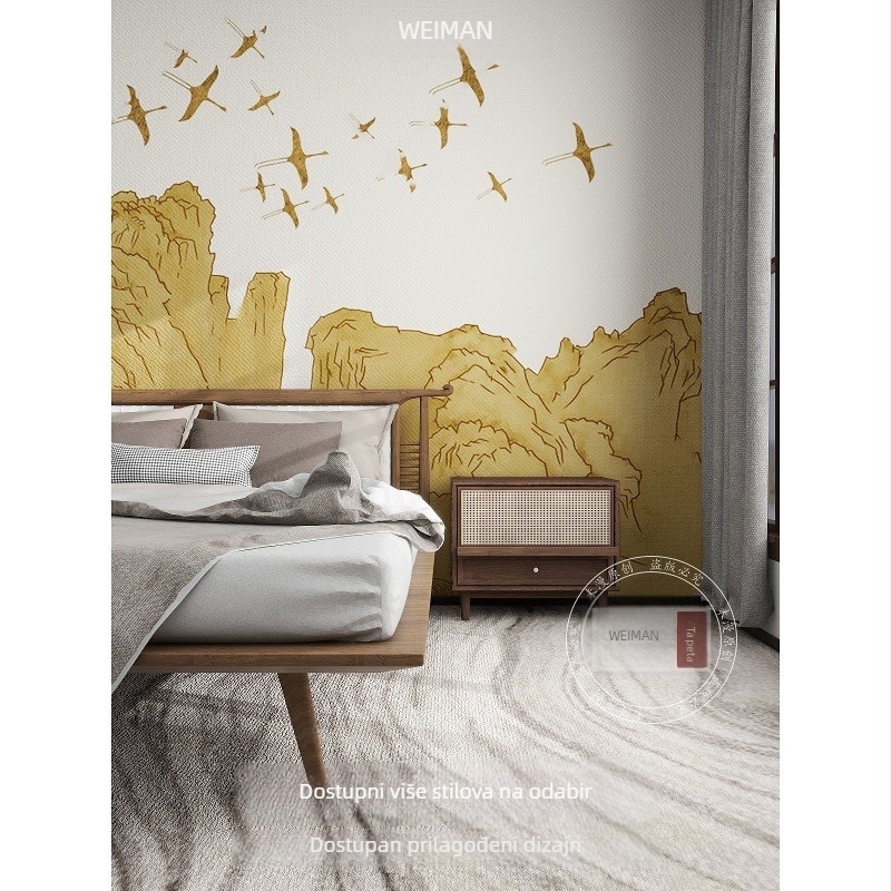 Zidni tapet - Novi kineski stil, svila materijal, otporno na zaprljanje - Orange art mural (Brend: Orange art mural; Materijal: Svila; Funkcija: Otporno na zaprljanje; Stil: Novi kineski stil)
