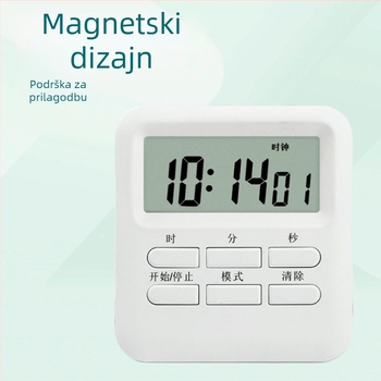 Magnetski vizualni timer za učenje — alarmni sat, kronograf, kuhinjski timer — LCD zaslon, kvadratni dizajn, napajanje baterijom