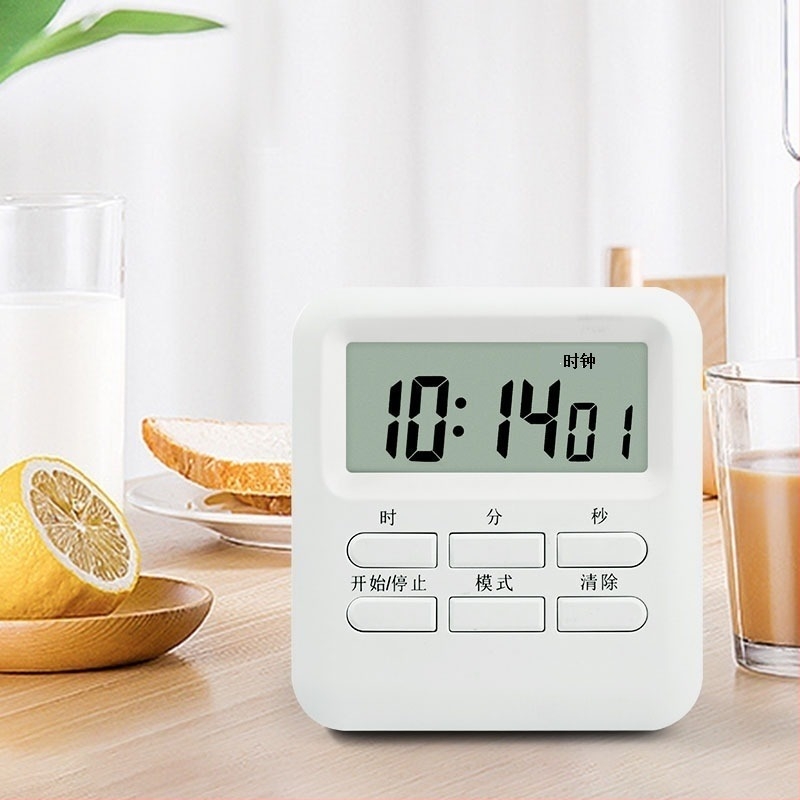 Magnetski vizualni timer za učenje — alarmni sat, kronograf, kuhinjski timer — LCD zaslon, kvadratni dizajn, napajanje baterijom