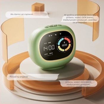 Prilagođeni Yunfeng inteligentni glasovni alarmni sat za djecu — vremenski mjerač za učenje, vizualni upravitelj vremena za samodisciplinu učenika (Elektronički pogon, LCD zaslon, okruglo plastično kućište, napajanje baterijama)
