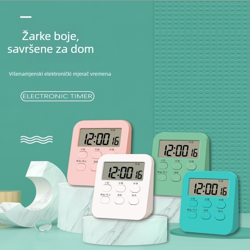 Dva u jednom budilnik i kuhinjski timer za djecu i učenike, LCD prikaz, alarm i odbrojavanje, model s bazom 288