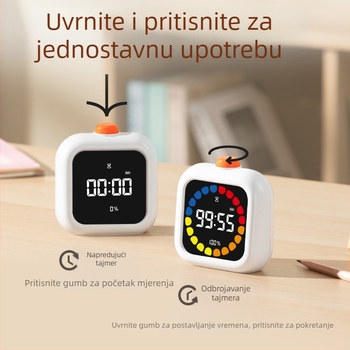 Deli LE110 Vizualni odbrojivač vremena s budilicom za učenje, LED numerički prikaz, Elektronički mehanizam, ABS kućište, Vanjski izvor napajanja