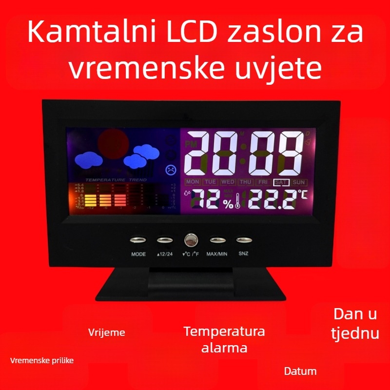 Stolni sat na baterije, kućište i brojčanik od plastike, moderni minimalisticki stil