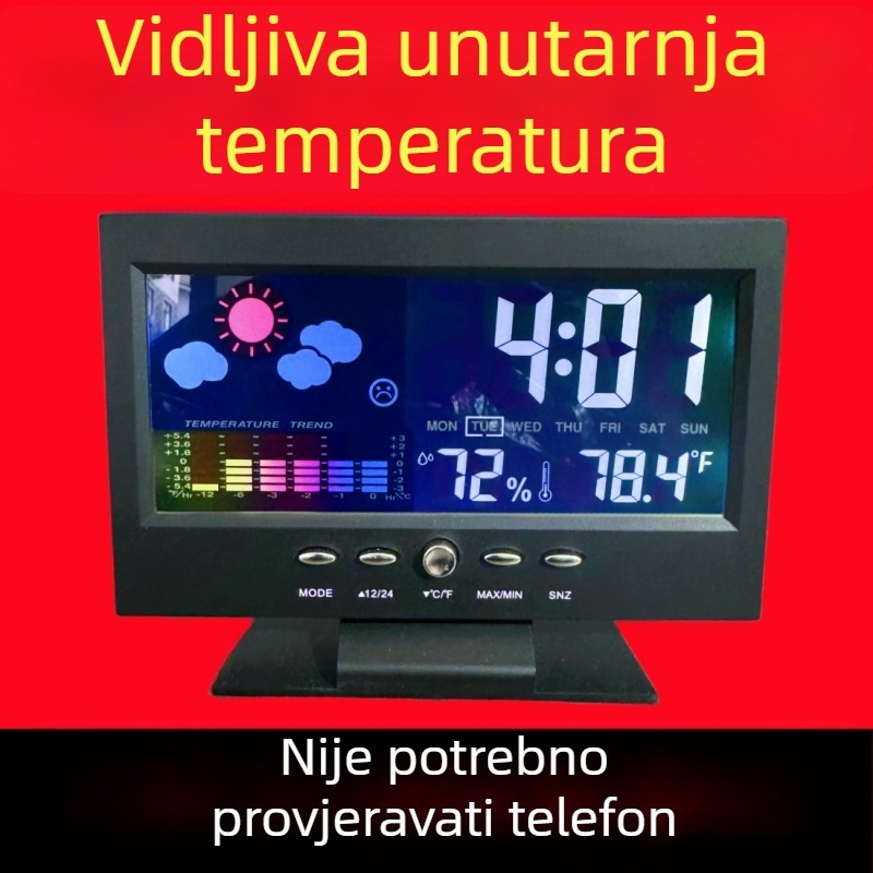 Stolni sat na baterije, kućište i brojčanik od plastike, moderni minimalisticki stil