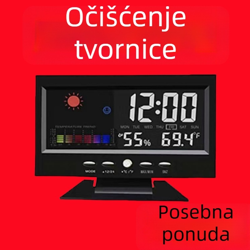Stolni sat na baterije, kućište i brojčanik od plastike, moderni minimalisticki stil