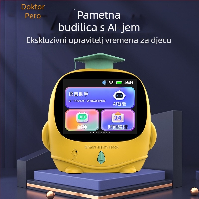 Q1 inteligentni alarmni sat s AI glasovnim asistentom, LED zaslonom, tajmerom i noćnim svjetlom za priče za lakše zaspivanje