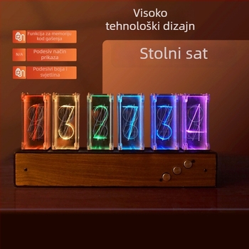 Light Song dvostrani LED sat s osvijetljenim brojevima, kućište od smole, brojčanik od organskog stakla, moderni minimalistički stolni sat, debljina 15 mm ili više