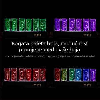 Light Song dvostrani LED sat s osvijetljenim brojevima, kućište od smole, brojčanik od organskog stakla, moderni minimalistički stolni sat, debljina 15 mm ili više