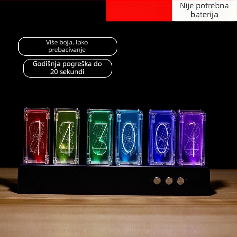 Light Song dvostrani LED sat s osvijetljenim brojevima, kućište od smole, brojčanik od organskog stakla, moderni minimalistički stolni sat, debljina 15 mm ili više