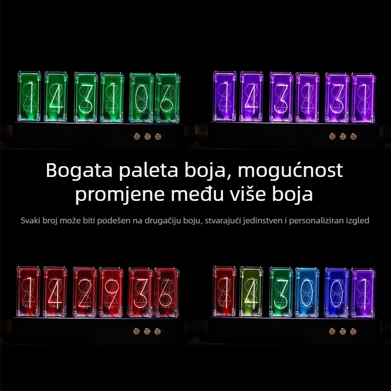 Light Song dvostrani LED sat s osvijetljenim brojevima, kućište od smole, brojčanik od organskog stakla, moderni minimalistički stolni sat, debljina 15 mm ili više
