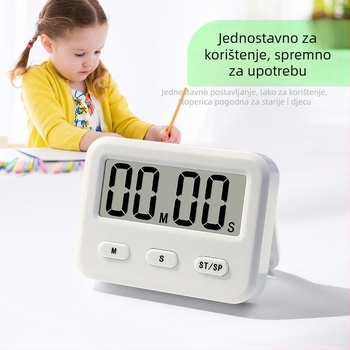 Mehanički kuhinjski timer s LED prikazom i analognim pokazivačem, kućište od aluminijske legure, napajanje suhim baterijom